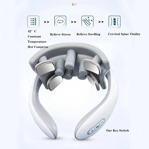 Smart Neck Massager (Heat + Pulse, 15 Levels)